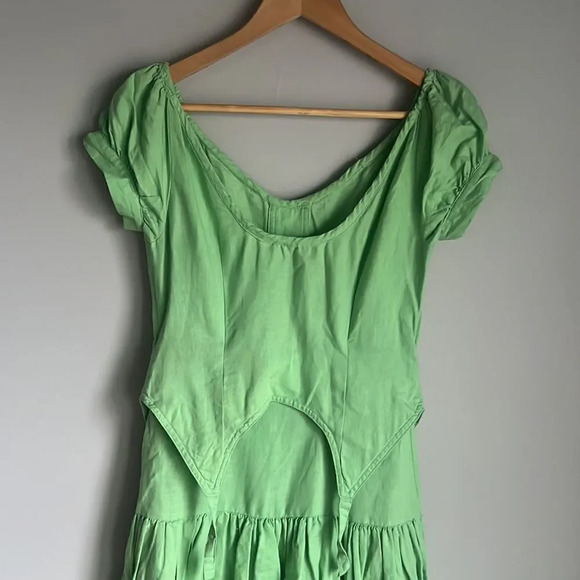 HOUSE OF SUNNY Rustic Cold Shoulder Dress Garden Green - Picture 8 of 13
